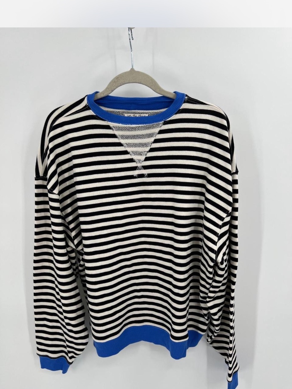 We The Free Black and White Striped Sweatshirt with Blue Trim size XS NWOT - Picture 3 of 17